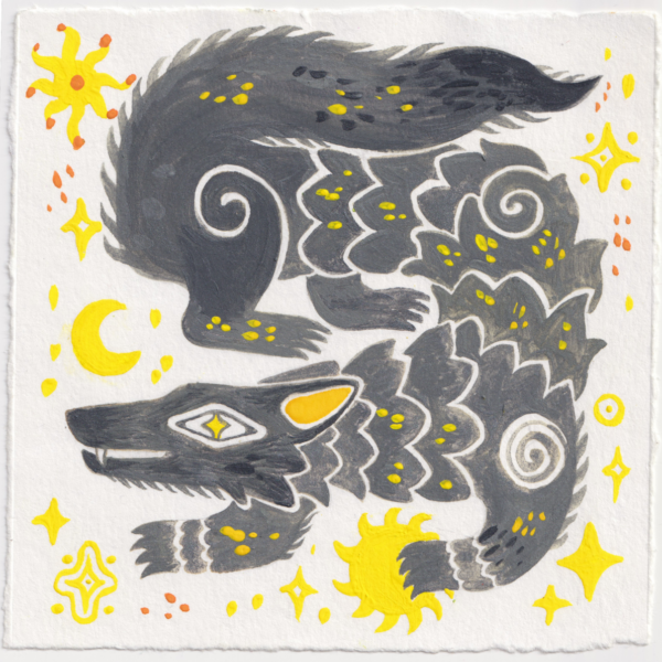 Original Gouache Painting "Wolfeye"